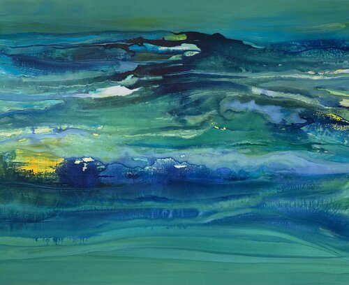 Du Bleu du blues by Cécile Windeck, Painting for Sale on Singulart