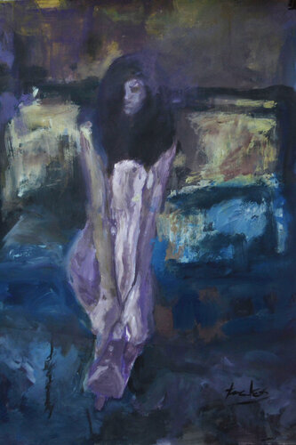 El Despertar de la  Mujer en el Sillón van Cristina Fuentes, Schilderij te koop op Singulart