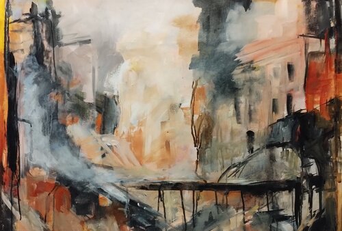 Arquitectura de la pérdida par Cristina Fuentes, Peinture en vente sur Singulart