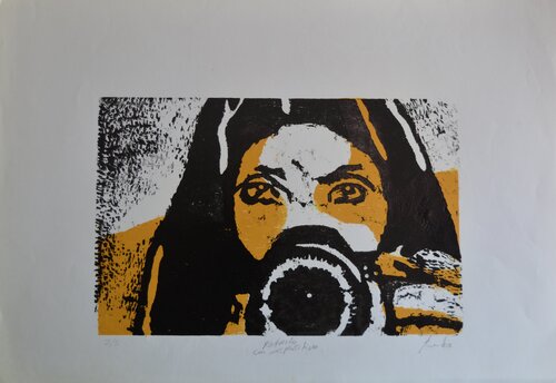 Retrato con Dispositivo  - Variante (color) di Cristina Fuentes, Pittura in vendita su Singulart