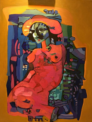 The Lady With The Red Hat van Lahra Nelson, Schilderij te koop op Singulart