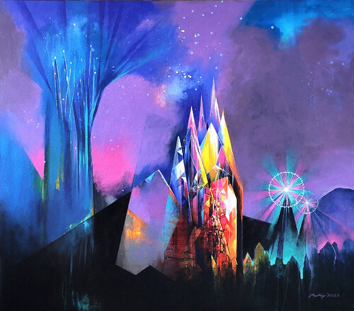 Magic land and wheel of fortune von Pradip Sengupta, Malerei kaufen auf Singulart