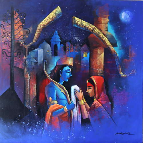 Vivah Panchami di Pradip Sengupta, Pittura in vendita su Singulart