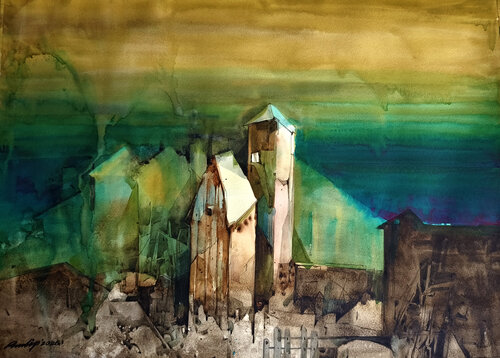 Whispers of a Forgotten Town de Pradip Sengupta, Pintura a la venta en Singulart
