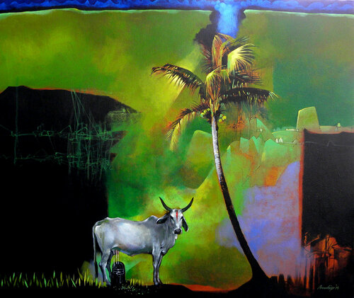 Divine Offering de Pradip Sengupta, Pintura a la venta en Singulart