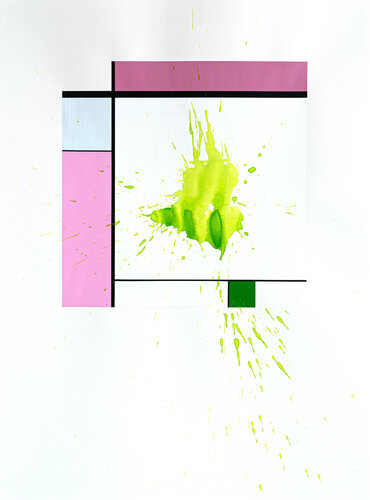 "Like A Splashed Mondrian, pink & green version" von Patrick Piccinelli, Malerei kaufen auf Singulart