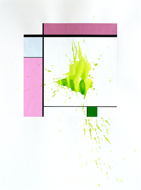 "Like A Splashed Mondrian, pink & green version" Patrick Piccinelli
