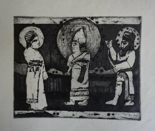 Hittite meeting etching gravure di LUKA, Stampa in vendita su Singulart