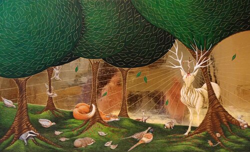 The Vision of Saint Eustace van Lara Broecke, Schilderij te koop op Singulart