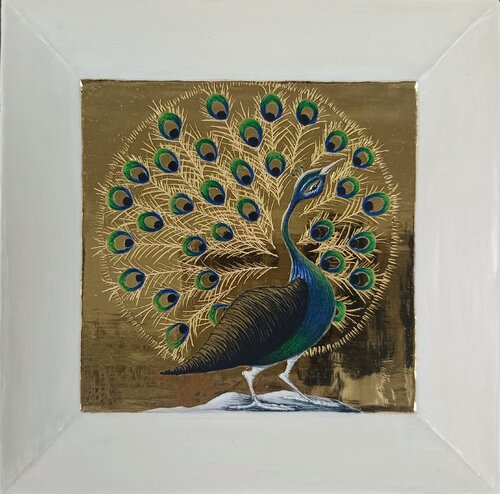 Blue-green Peacock van Lara Broecke, Schilderij te koop op Singulart
