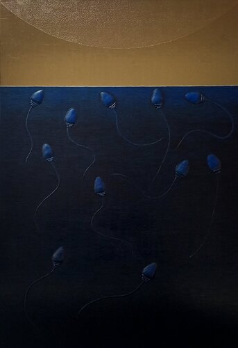 Genesis 4: Let the waters team with shoals of living creatures van Lara Broecke, Schilderij te koop op Singulart