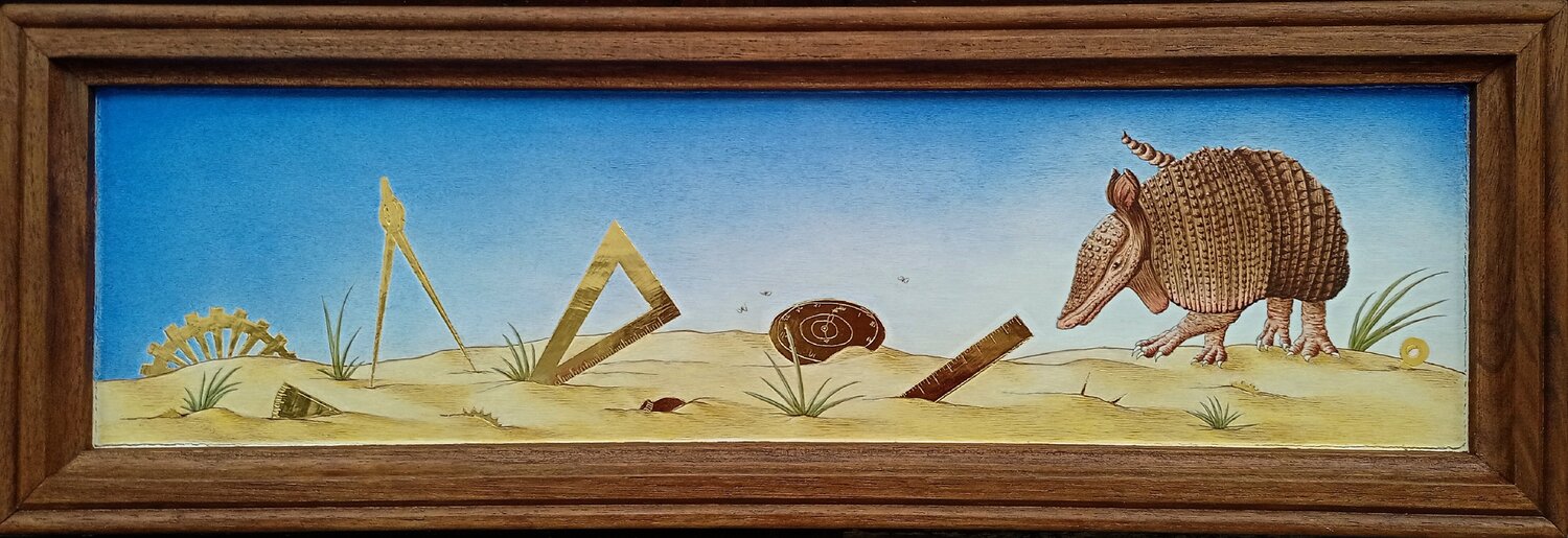 The Instruments of Measurement: Armadillo Lara Broecke Originalgemälde zu verkaufen
