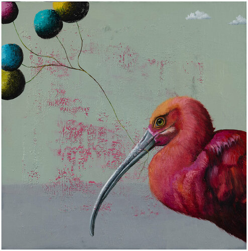 Serie Hoffnungsgabe | Scarlet Ibis van Lezzueck Coosemans, Schilderij te koop op Singulart