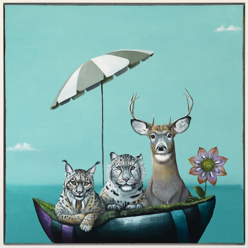"Serie Fernweh | Luchs, Schneeleopard und Hirsch" by Lezzueck Coosemans, Painting for Sale on Singulart