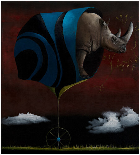 Serie Protective Mountains: Das Nashorn di Lezzueck Coosemans, Pittura in vendita su Singulart