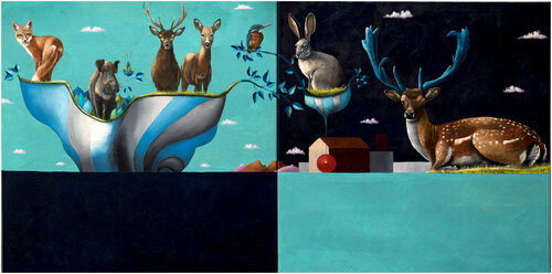Serie Hoffnungsgabe | Tiere des Waldes van Lezzueck Coosemans, Schilderij te koop op Singulart