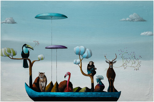 Serie Fernweh | Dschungel-Tiere di Lezzueck Coosemans, Pittura in vendita su Singulart