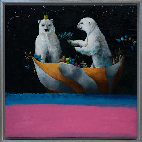 Die blauen Blumen des Eisbären di Lezzueck Coosemans, Pittura in vendita su Singulart