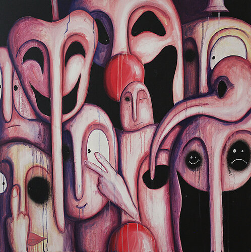 Social distancing? bitch please by Hugo Baudouin, Painting for Sale on Singulart
