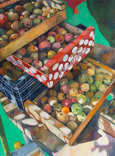 Les Cagettes de Pommes di Yoann Borsato, Pittura in vendita su Singulart