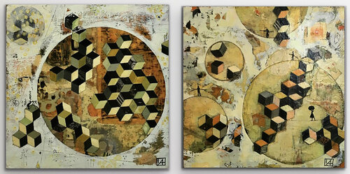 Looking In and Finding Balance (Pair) par Isabelle Alessandra, Peinture en vente sur Singulart