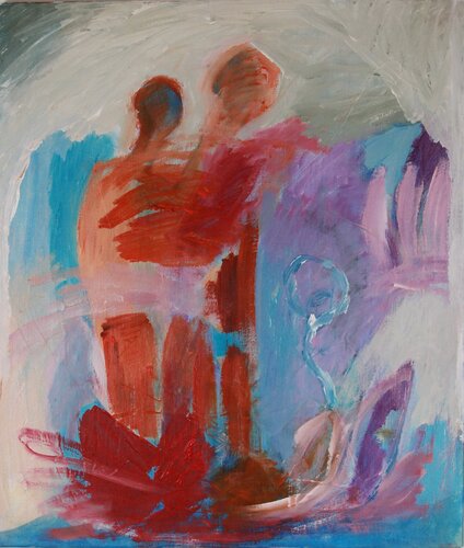 Under the umbrella van Eva Wiren, Schilderij te koop op Singulart