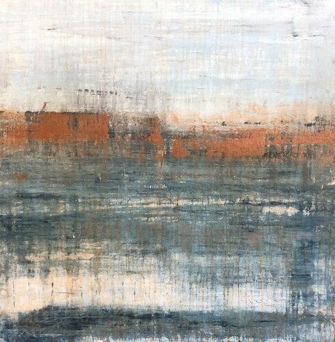 "1402 blue/white/copper elegance" van Roger König, Schilderij te koop op Singulart