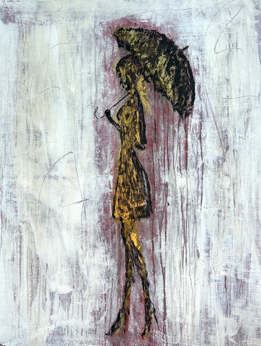 "Girl in the Rain - Gold Edition #5 " von Roger König, Malerei kaufen auf Singulart