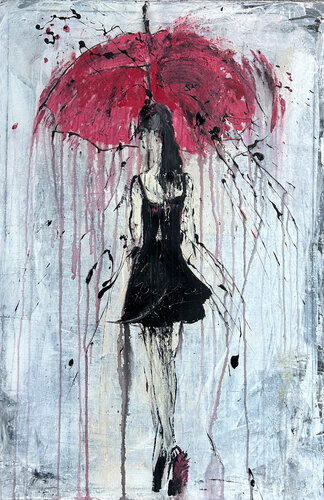 "abstract girl in the rain " RK76 van Roger König, Schilderij te koop op Singulart