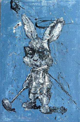 "abstract golf bunny" RK21P par Roger König, Peinture en vente sur Singulart