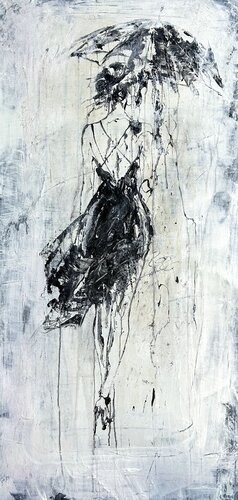 Umbrella - Silent Rain No.6 by Roger König, Painting for Sale on Singulart
