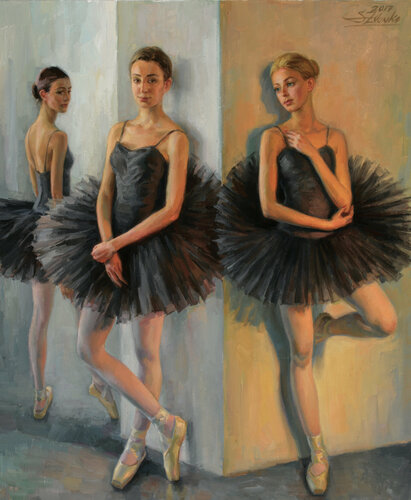 Ballerinas in Black Tutu van Serguei Zlenko, Schilderij te koop op Singulart