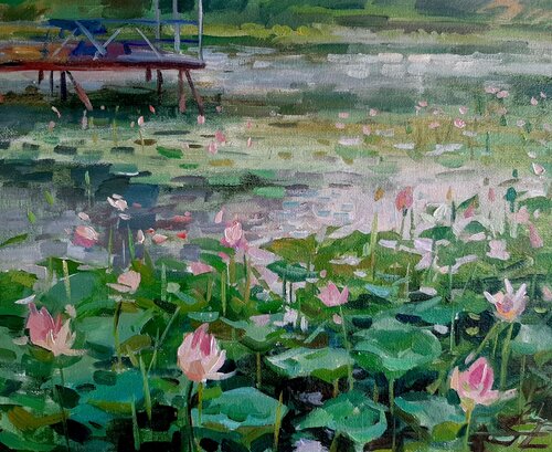 Lotuses. by Serguei Zlenko, Painting for Sale on Singulart