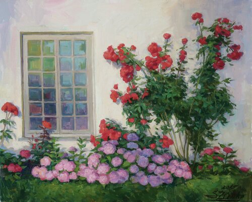 Rose bushes van Serguei Zlenko, Schilderij te koop op Singulart