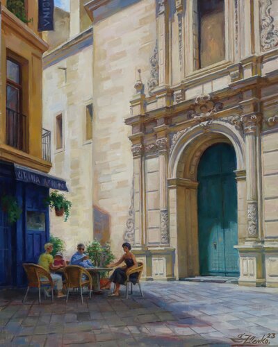 Blue cafe de Serguei Zlenko, Pintura a la venta en Singulart