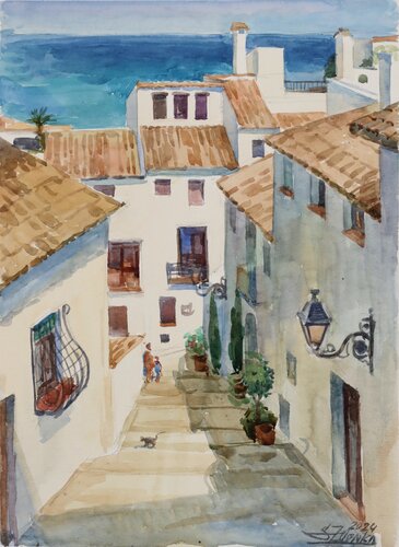 Old street of Altea. von Serguei Zlenko, Malerei kaufen auf Singulart