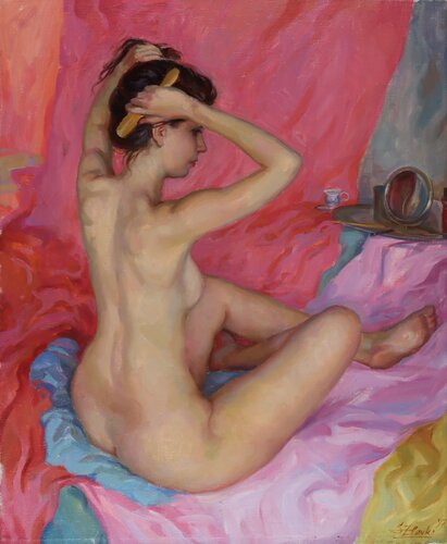 Arranging the hair by Serguei Zlenko, Painting for Sale on Singulart