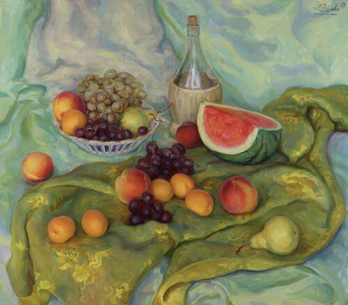 Summer stillife with fruits. di Serguei Zlenko, Pittura in vendita su Singulart