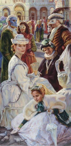 San Marco square. Venetian carnival de Serguei Zlenko, Pintura a la venta en Singulart