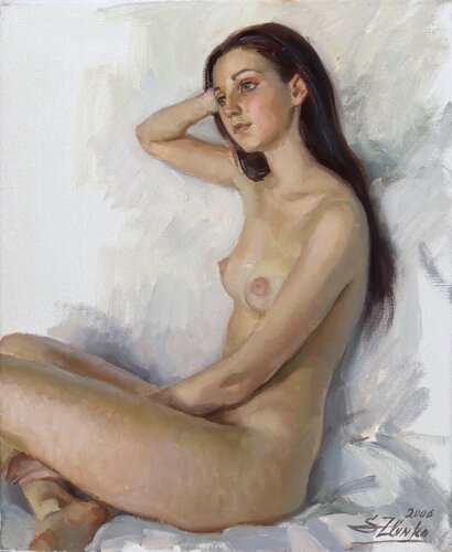 Brown-haired model. von Serguei Zlenko, Malerei kaufen auf Singulart