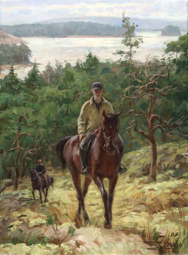 Horse riding. van Serguei Zlenko, Schilderij te koop op Singulart