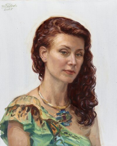 Stranger with green eyes de Serguei Zlenko, Pintura a la venta en Singulart