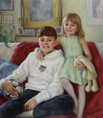 Sister and  brother. van Serguei Zlenko, Schilderij te koop op Singulart