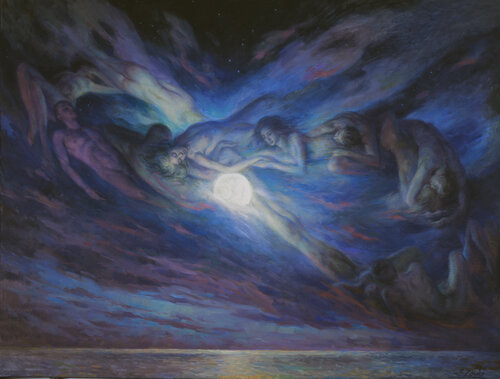 Moonlit Night. Sorce of Life. van Serguei Zlenko, Schilderij te koop op Singulart