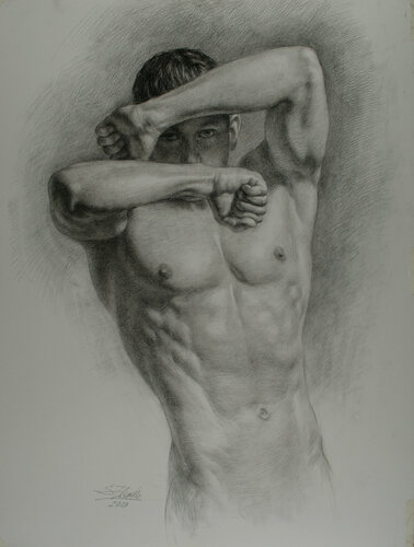 Study of the male torso. de Serguei Zlenko, Dibujo a la venta en Singulart