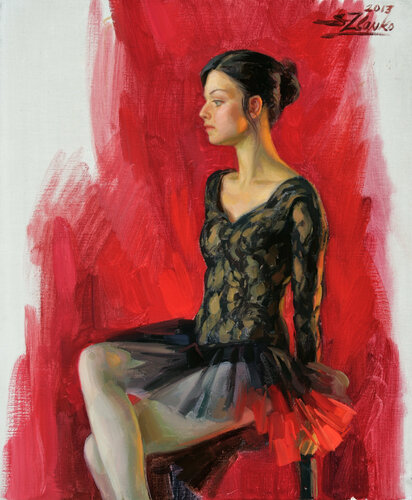 Ballerina in Black. de Serguei Zlenko, Pintura a la venta en Singulart