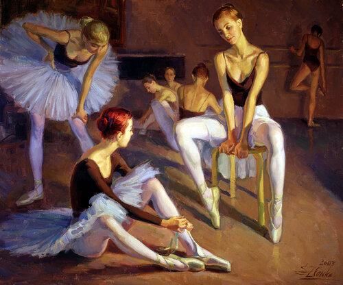 Evening ballet class. by Serguei Zlenko, Painting for Sale on Singulart