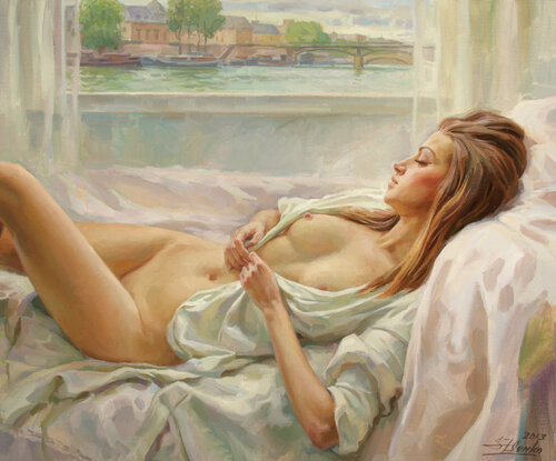 Aprille in Paris de Serguei Zlenko, Pintura a la venta en Singulart