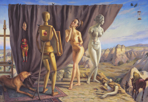 Tribute to Dali, Three graces. by Serguei Zlenko, Painting for Sale on Singulart