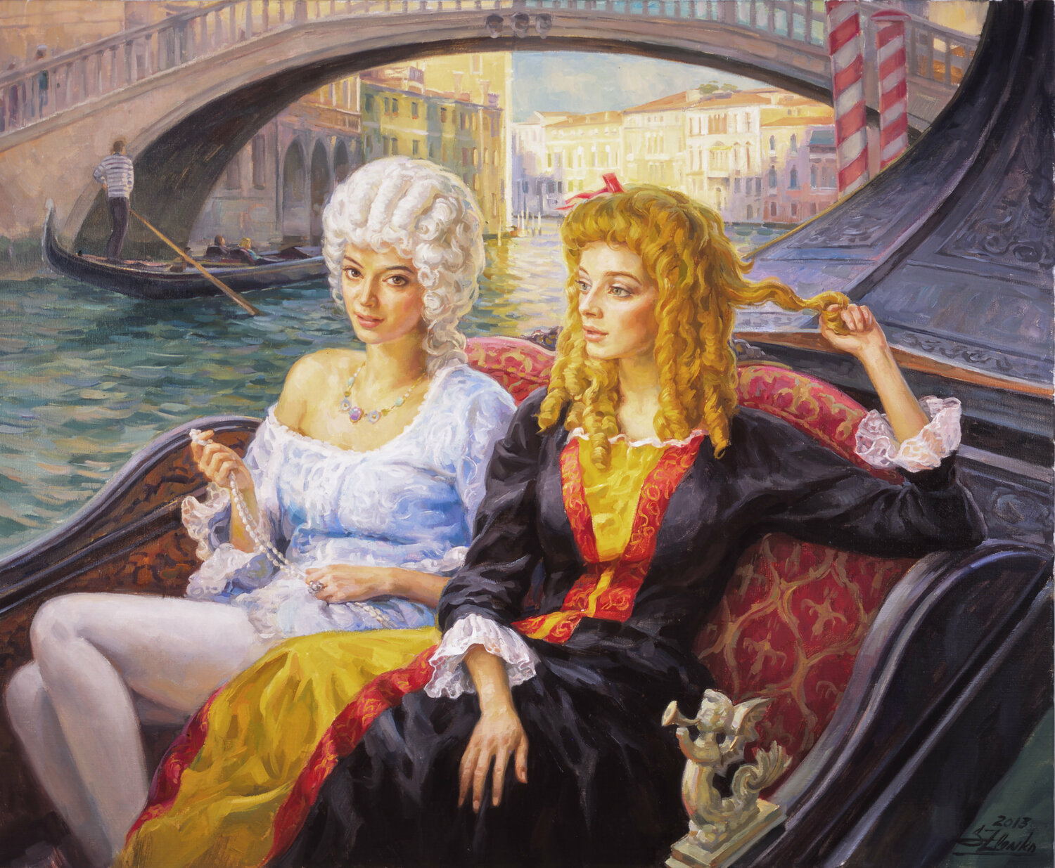 Scene in gondola, Venice. Serguei Zlenko